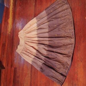 Kommotion NY Cotton Floral Print Beaded Ombre Midi Skirt Sz S